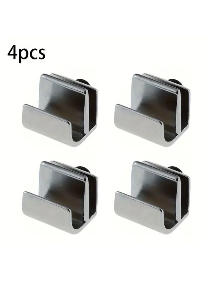 4pcs Frameless Glass Door Handles No Drilling Required Modern Design Durable Steel Easy Installation - Image 1